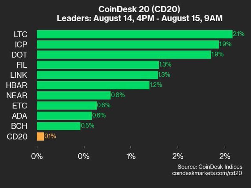 CoinDesk 20 Performance Update: LTC and ICP Take the Lead as Index Inches Higher