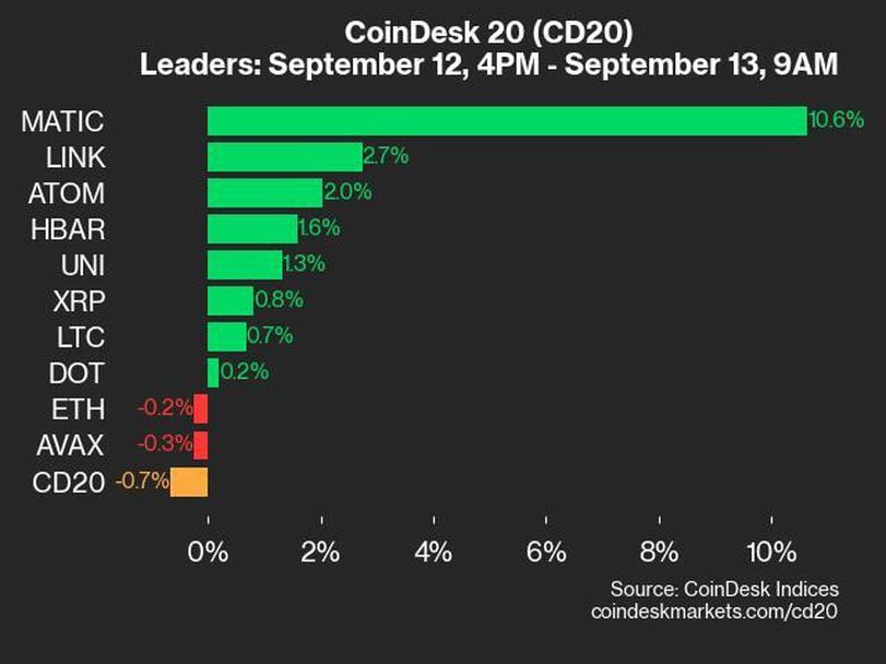 CoinDesk 20 Performance Update: ICP and RNDR Each Drop 3.6%, Leading Index Lower